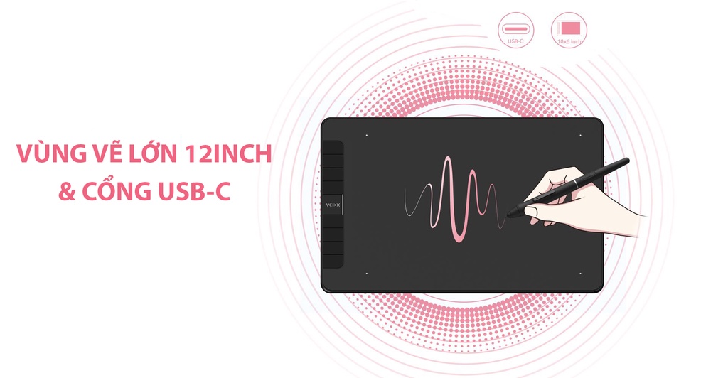 Mô tả Bảng Vẽ Điện Tử VEIKK VK1060 Android Cảm Ứng Nghiêng Mặt Nhám Mô Phỏng Giấy Vẽ - Hàng Chính Hãng - 3