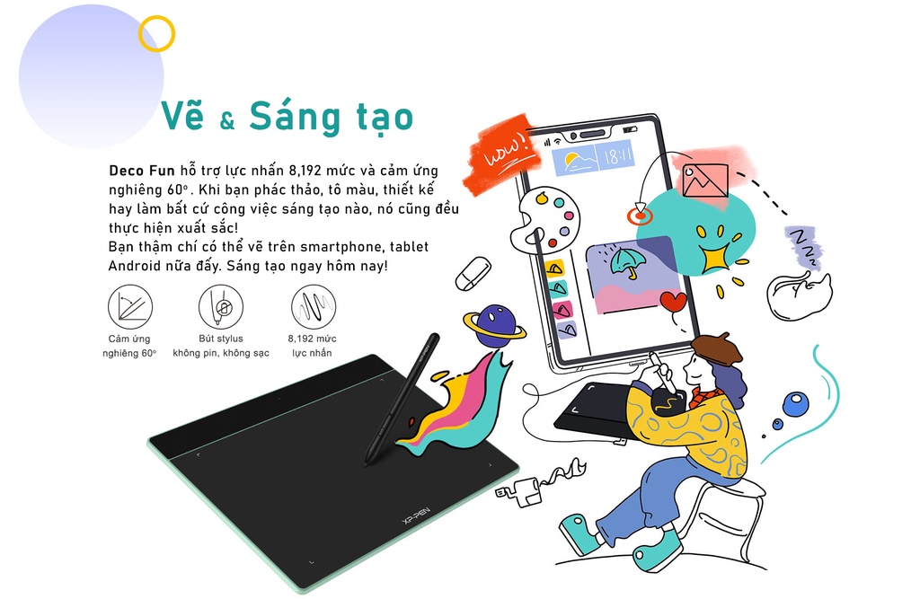 XP-PEN Deco Fun L tương thích Android