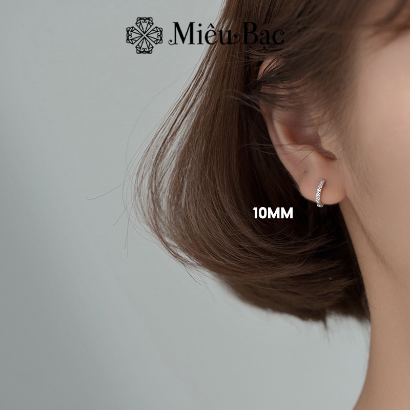 Mô tả Bông tai bạc nam nữ Miêu Bạc khuyên tròn đính đá chốt bấm chất liệu s925 unisex nhiều kích cỡ cá tính MB02 B400072 - 1