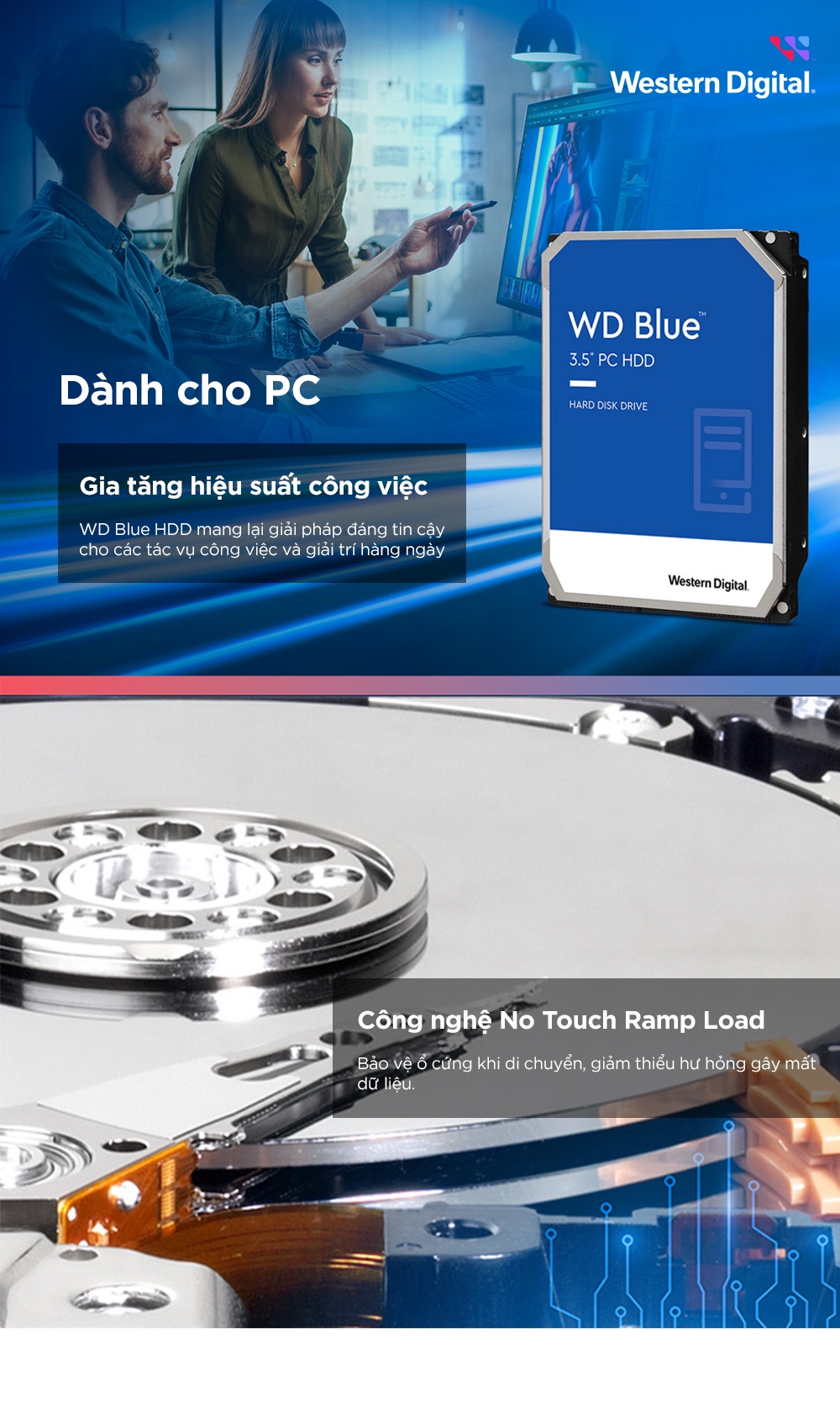 Mô tả Ổ Cứng HDD Western Digital WD BLUE 2TB/64MB/5400rpm/3.5'' - WD20EZRZ/ WD20EZBX - 1
