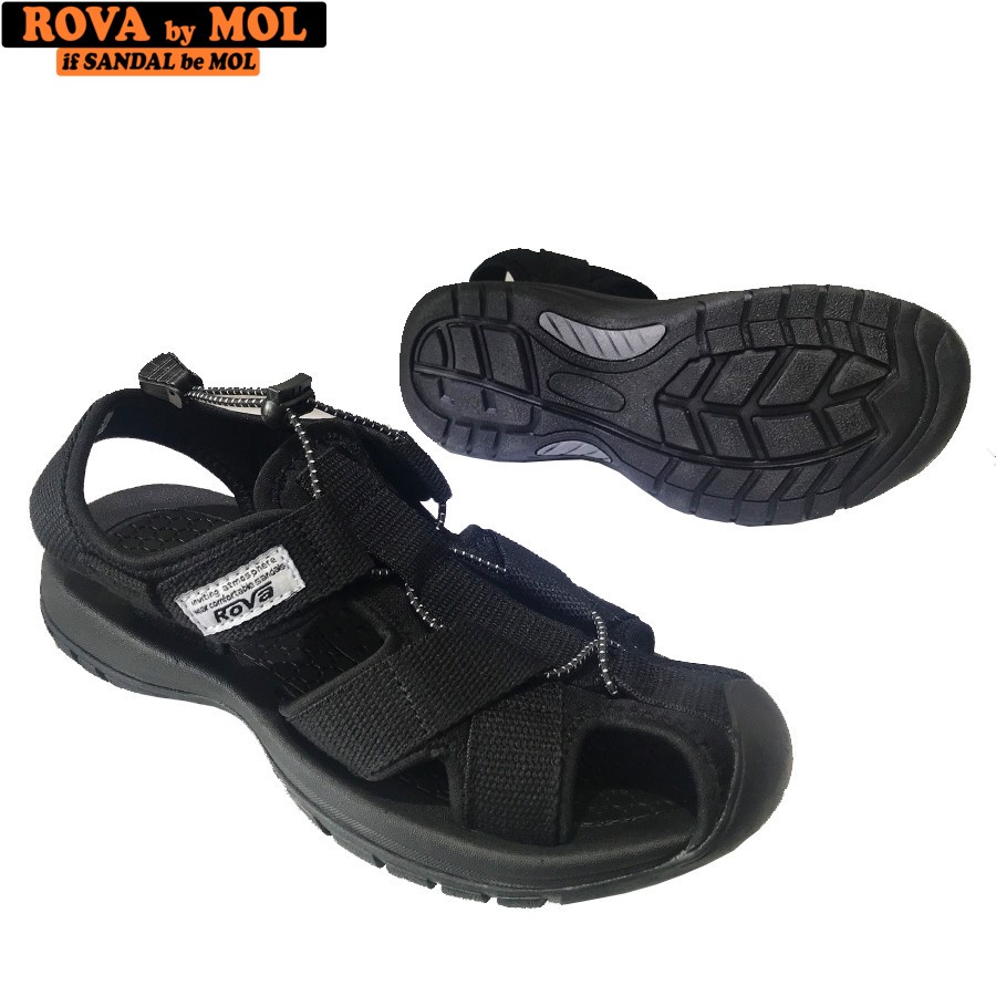Mô tả Sandal nam Rova bít mũi RV626B màu đen có big size 44 45 | Rova RV626 - 4