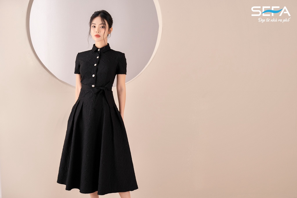 Mô tả Đầm xoè SEFA cổ sơ mi bảng màu cực đẹp 200020675 - 1