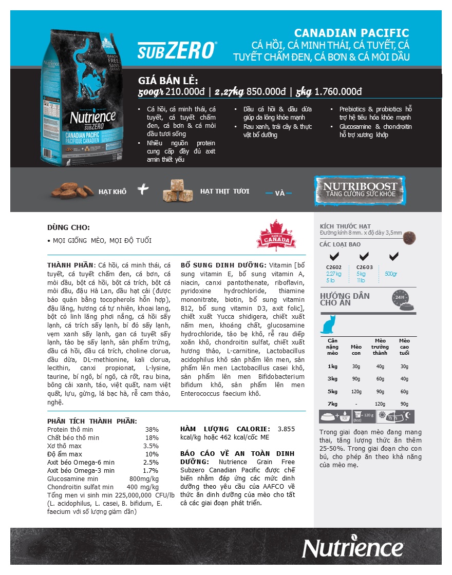 Hạt Nutrience Subzero Grain-free cho mọi lứa tuổi