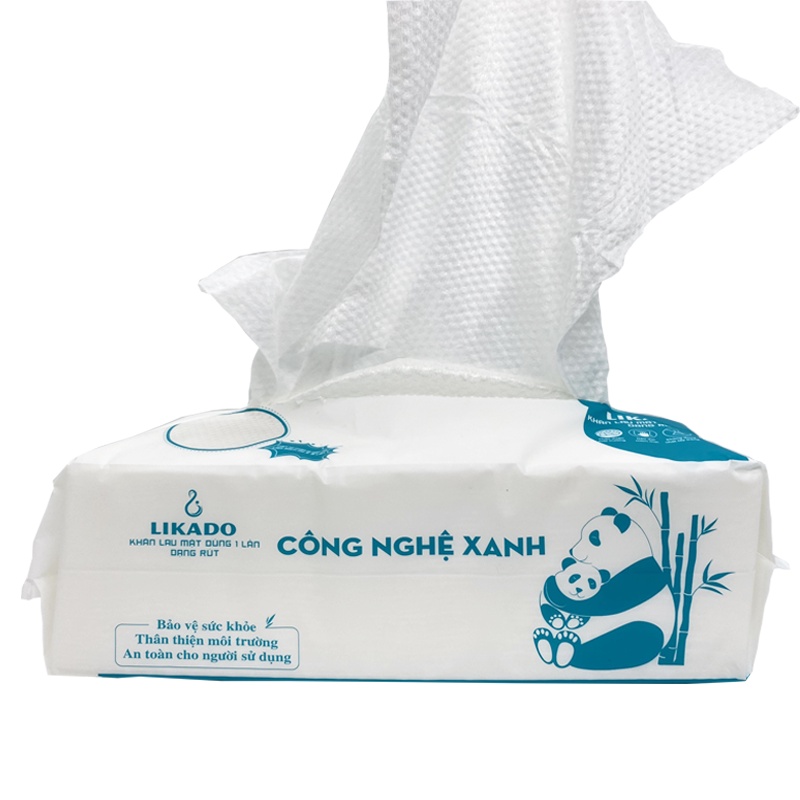 Mô tả Khăn lau mặt dùng 1 lần spa dạng rút (80 khăn) LIKADO kích thước (20x20cm)(1 túi) - 2