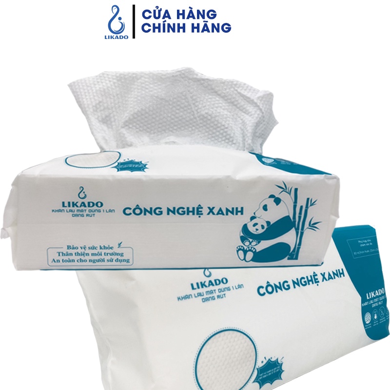 Mô tả Khăn lau mặt dùng 1 lần spa dạng rút (80 khăn) LIKADO kích thước (20x20cm)(1 túi) - 3