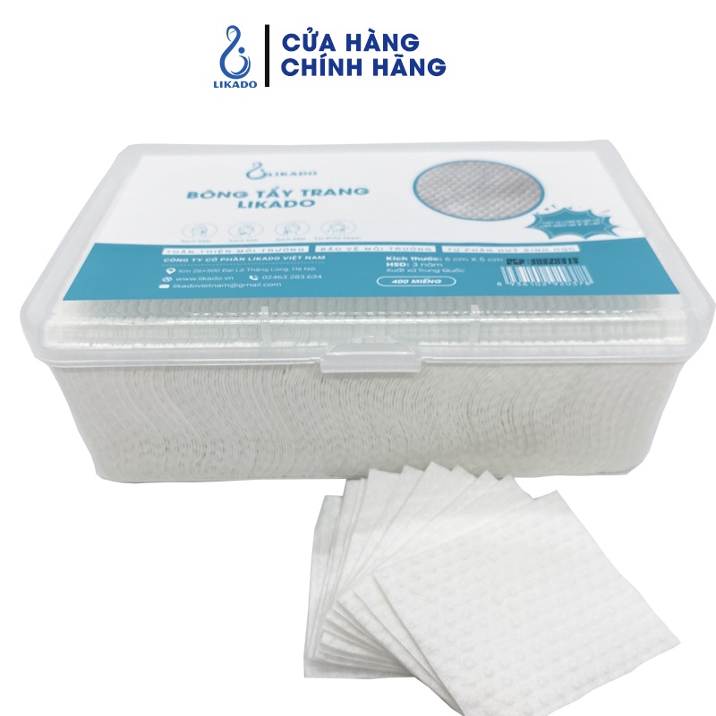 Mô tả Bông tẩy trang Likado hộp 400/600 miếng kích thước (6cmx5cm) - 1
