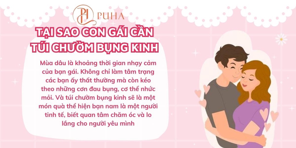 Mô tả Túi sưởi ấm bụng kinh cho nữ Puha 1000ml, nóng lạnh đa năng giữ nhiệt 3h, món quà tặng bạn gái - 1
