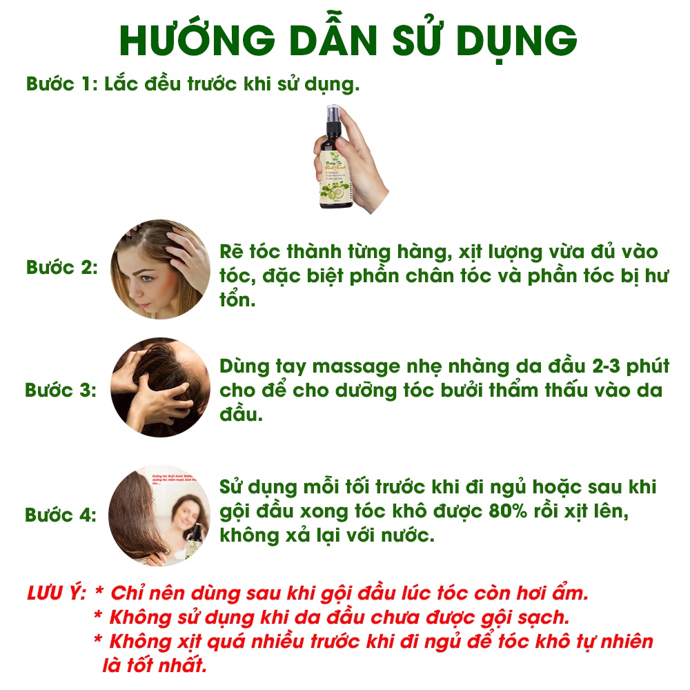 Mô tả Xịt dưỡng tóc từ hoa bưởi và tinh dầu vỏ Bưởi chai 50ml-100ml - 2