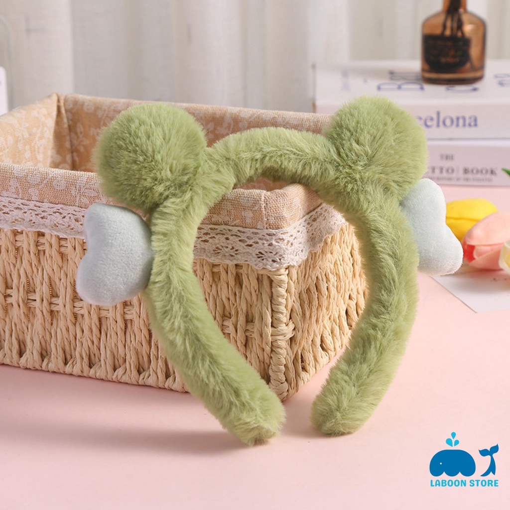 Mô tả Băng đô cài tóc thời trang Laboon bờm tóc lông xù ếch xanh ngộ nghĩnh dễ thương - 3