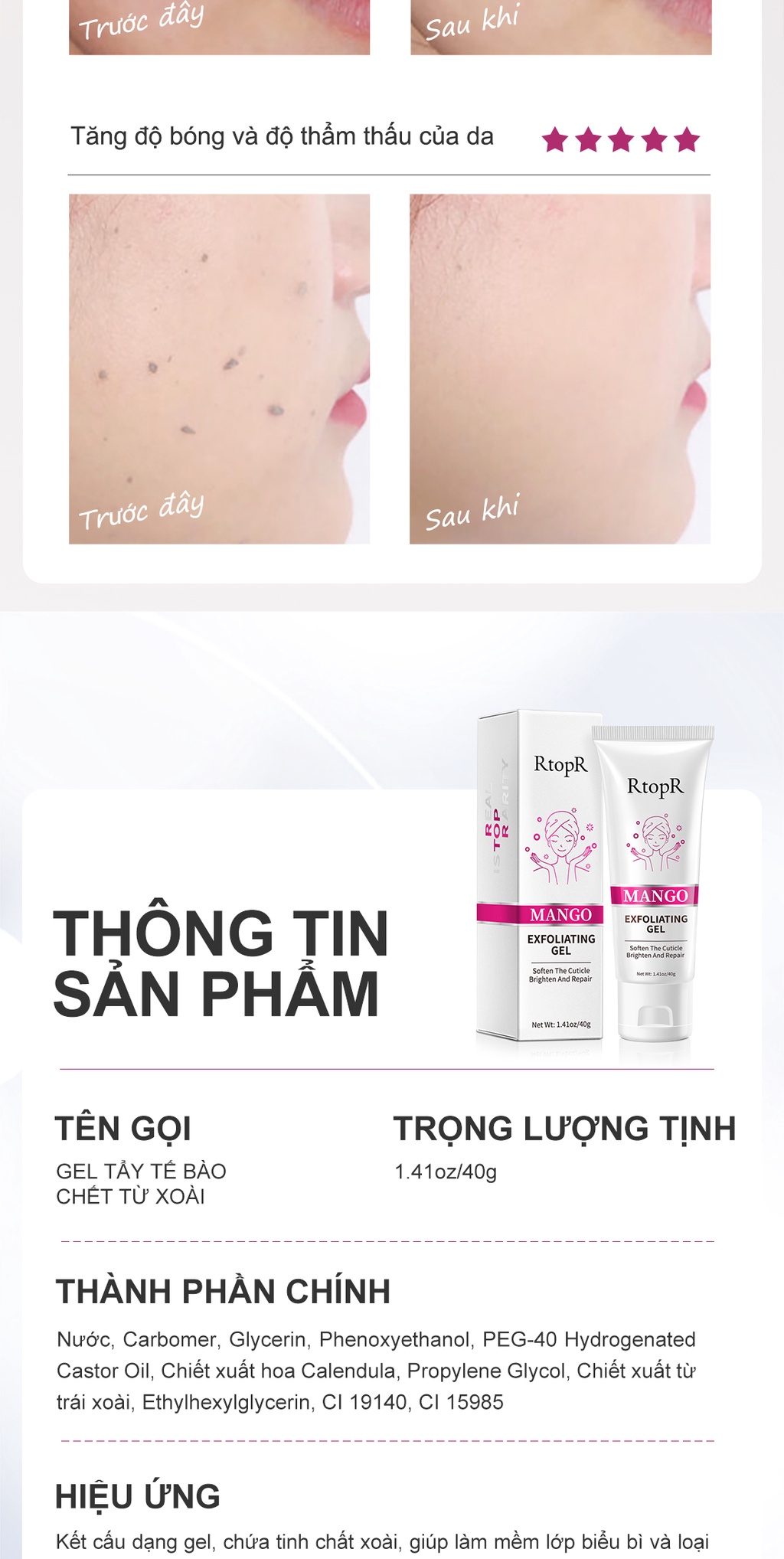 Mô tả Bộ 3 Kem Tẩy Tế Bào Chết Rtopr Dưỡng Ẩm Làm Trắng Da Chất Lượng Cao - 9