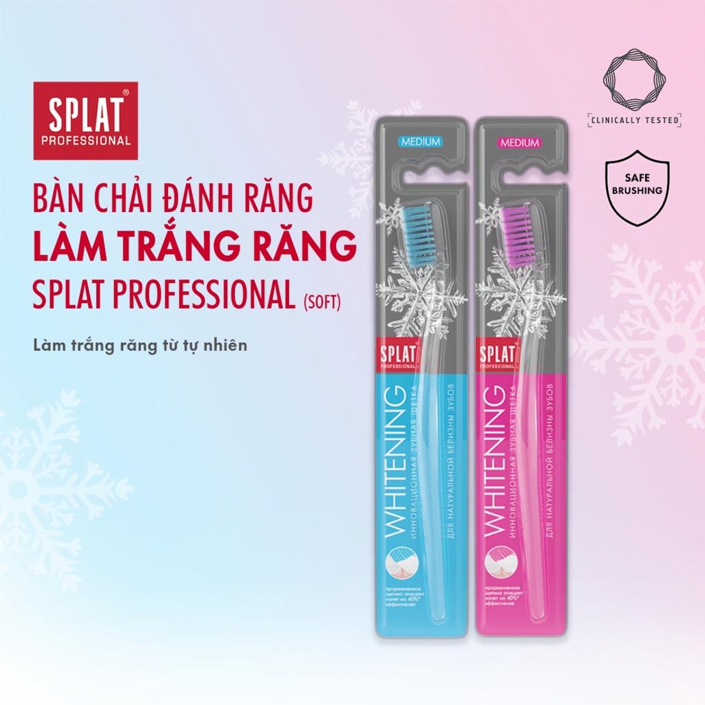 Mô tả Bàn Chải Đánh Răng SPLAT Whitening Lông Chải Cao Su, Đầu Tròn Làm Trắng Răng Loại Bỏ Mảng Bám Hiệu Quả - Màu Hồng - 1