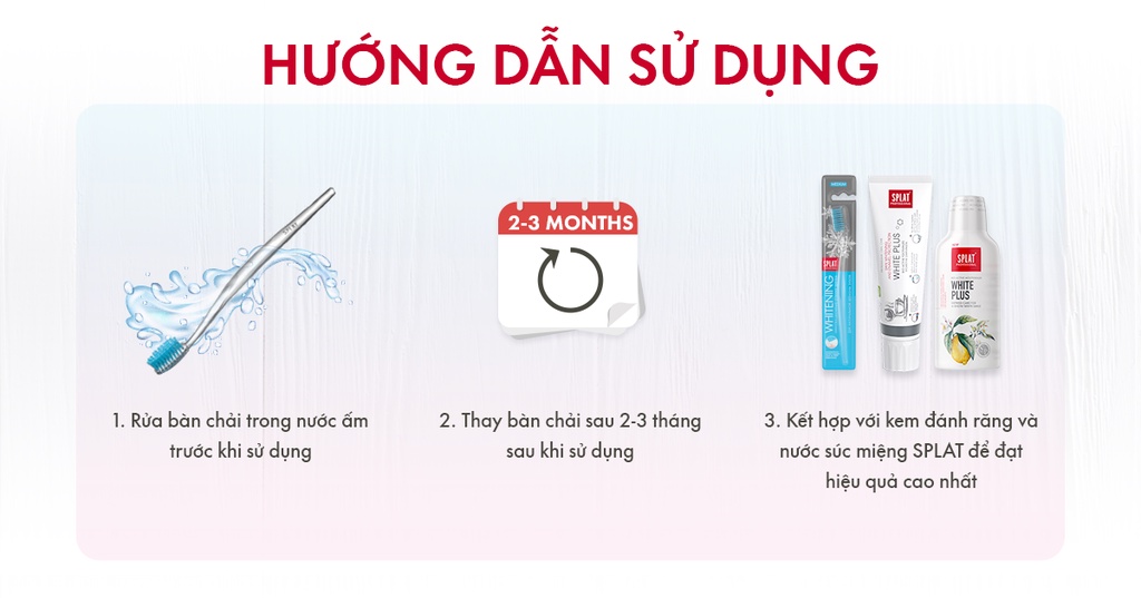 Mô tả Bàn Chải Đánh Răng SPLAT Whitening Lông Chải Cao Su, Đầu Tròn Làm Trắng Răng Loại Bỏ Mảng Bám Hiệu Quả - Màu Hồng - 3