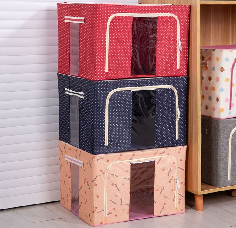 Mô tả COMBO 3 Túi Đựng Chăn Màn Khung Sắt Gấp Gọn 66 Lít Size 50*40*33cm Chọn Màu, Hộp Vải Đựng Đồ Đa Năng Khung Thép Khóa Kéo - 2