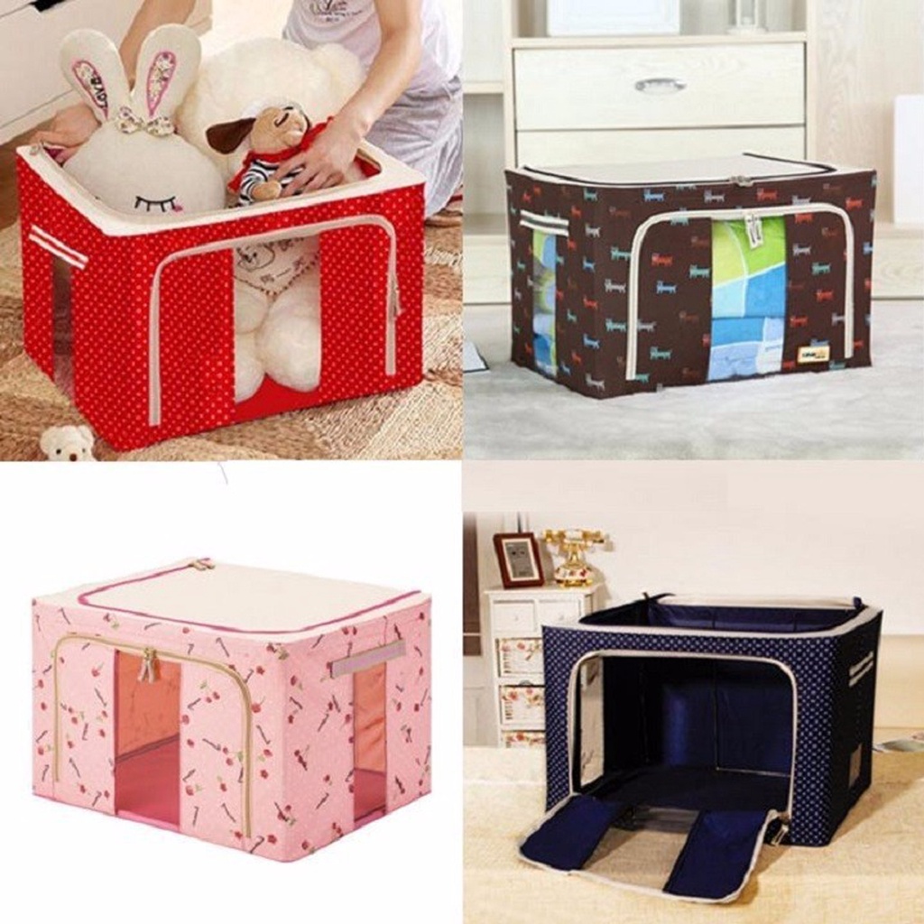 Mô tả COMBO 3 Túi Đựng Chăn Màn Khung Sắt Gấp Gọn 66 Lít Size 50*40*33cm Chọn Màu, Hộp Vải Đựng Đồ Đa Năng Khung Thép Khóa Kéo - 6