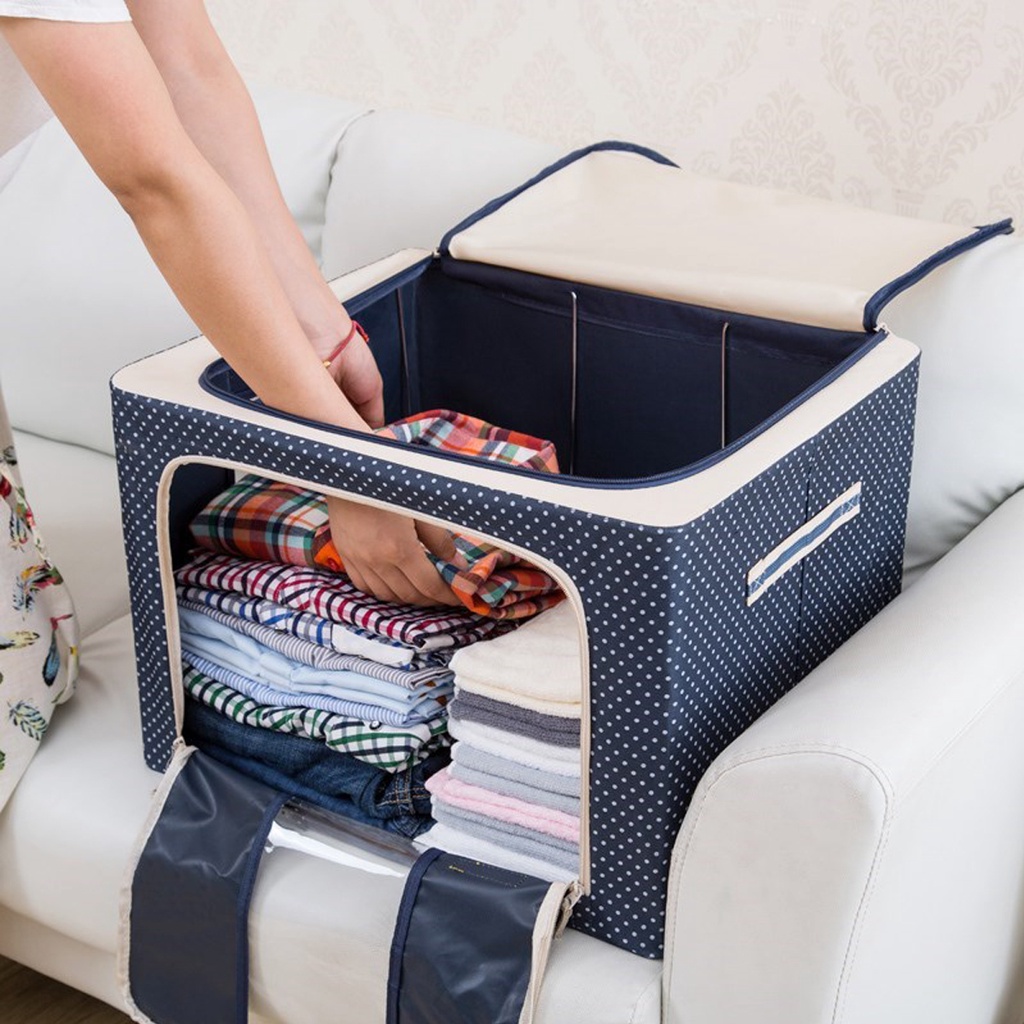 Mô tả COMBO 3 Túi Đựng Chăn Màn Khung Sắt Gấp Gọn 66 Lít Size 50*40*33cm Chọn Màu, Hộp Vải Đựng Đồ Đa Năng Khung Thép Khóa Kéo - 4