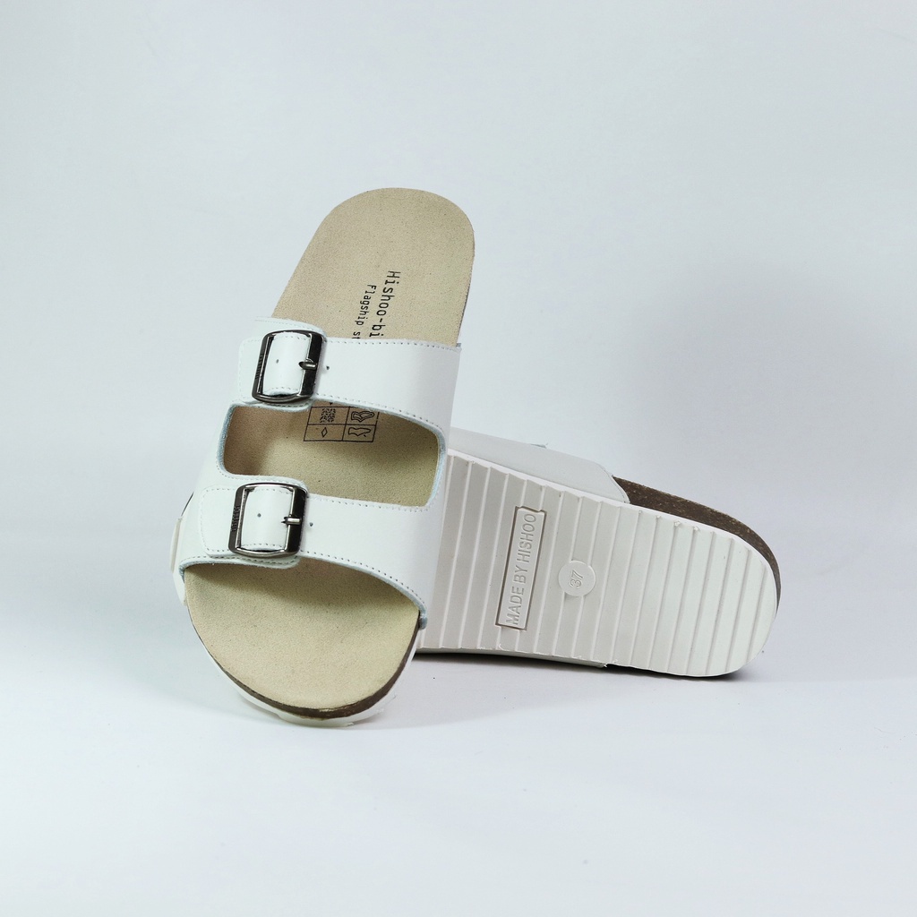 Mô tả Dép đế  trấu Hishoo 2 khóa kiểu dép 2 quai ngang, Dép lê nam bằng da cao cấp đế cao 3,5cm dép đi biển M093 - 9