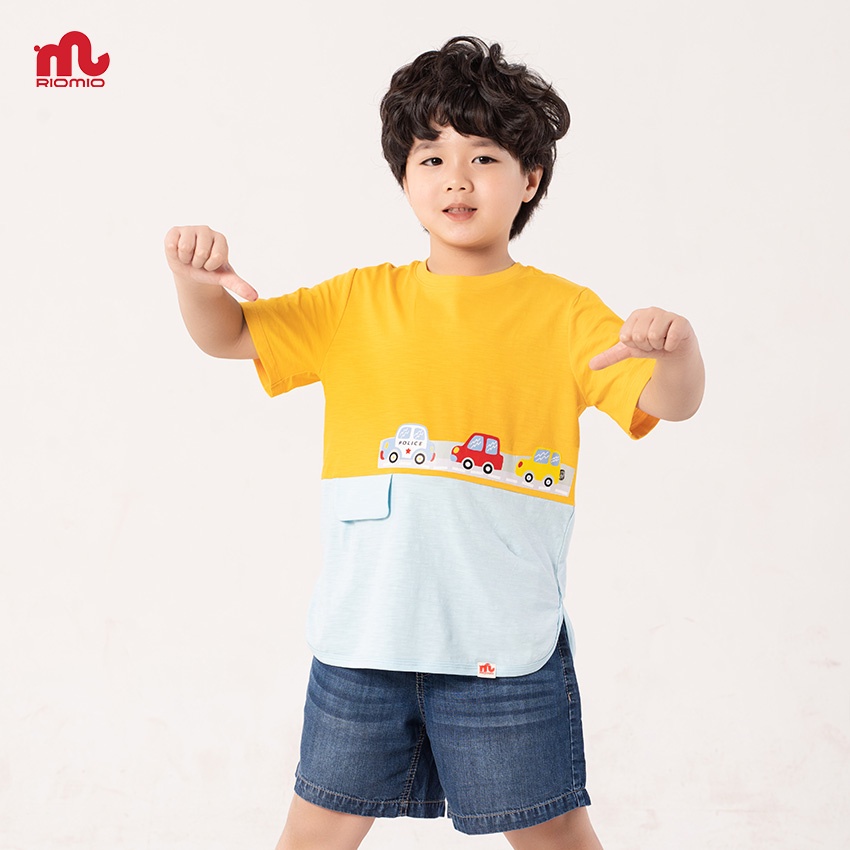 Mô tả Áo thun bé trai RIOMIO cộc tay in hình ô tô vải cotton mềm mát size 13- 27kg RA565 - 1