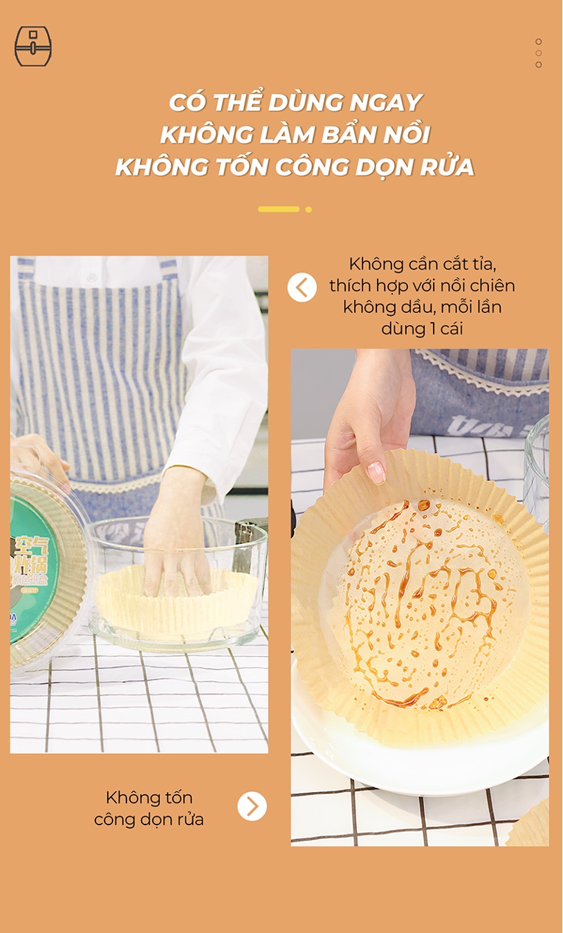 Mô tả Giấy Nến Cho Nồi Chiên Không Dầu MyJae (1 hộp/30 tờ) - 5