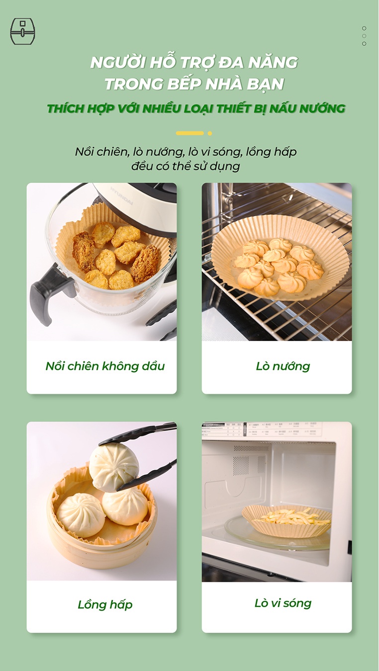Mô tả Giấy Nến Cho Nồi Chiên Không Dầu MyJae (1 hộp/30 tờ) - 8