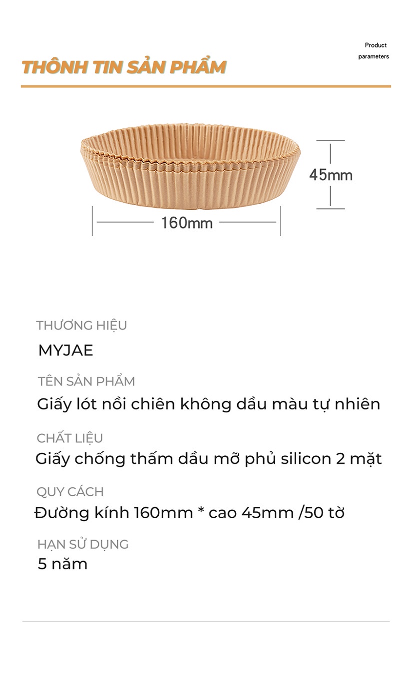 Mô tả Giấy Nến Cho Nồi Chiên Không Dầu MyJae (1 hộp/30 tờ) - 9
