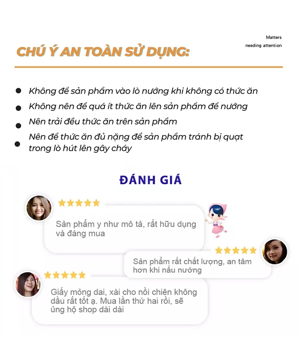 Mô tả Giấy Nến Cho Nồi Chiên Không Dầu MyJae (1 hộp/30 tờ) - 11