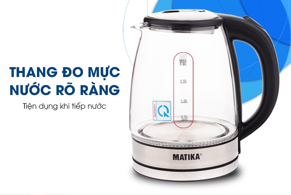 Mô tả Ấm Siêu Tốc Thủy Tinh MATIKA 1.8L Có Đèn Led MTK-35 - 1