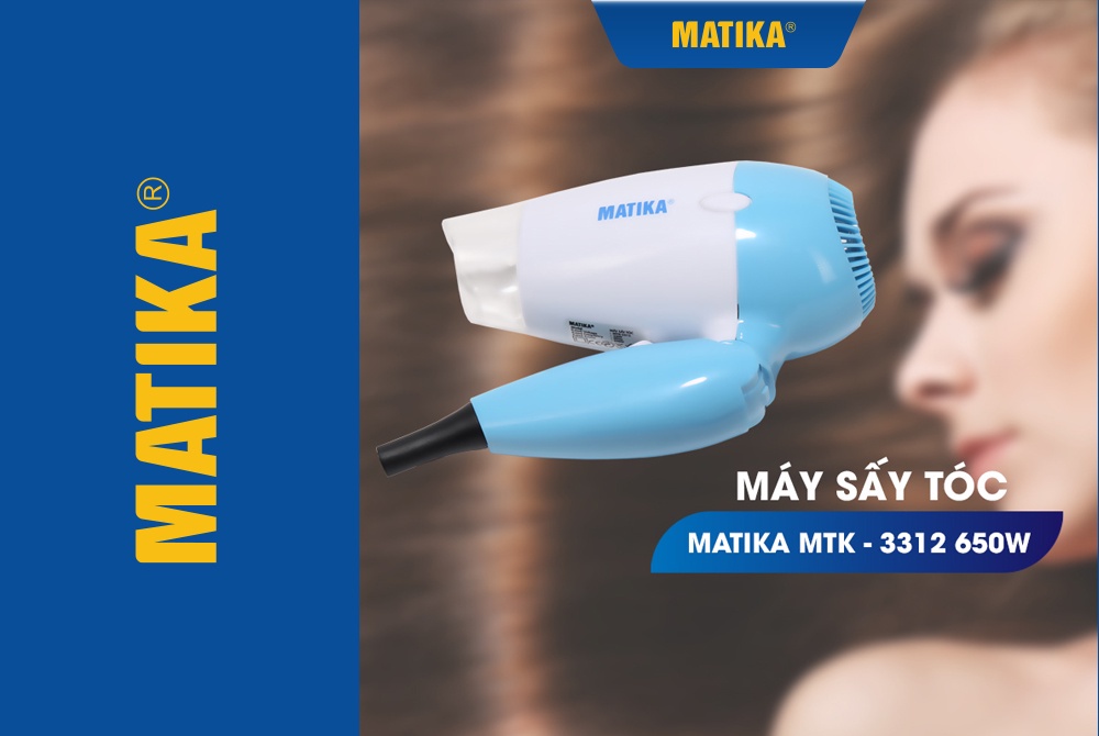 Mô tả Máy Sấy Tóc Mini MATIKA 650W MTK-3312 - 1