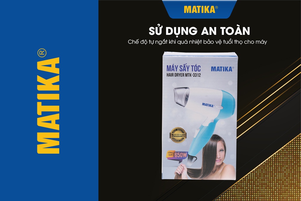Mô tả Máy Sấy Tóc Mini MATIKA 650W MTK-3312 - 6