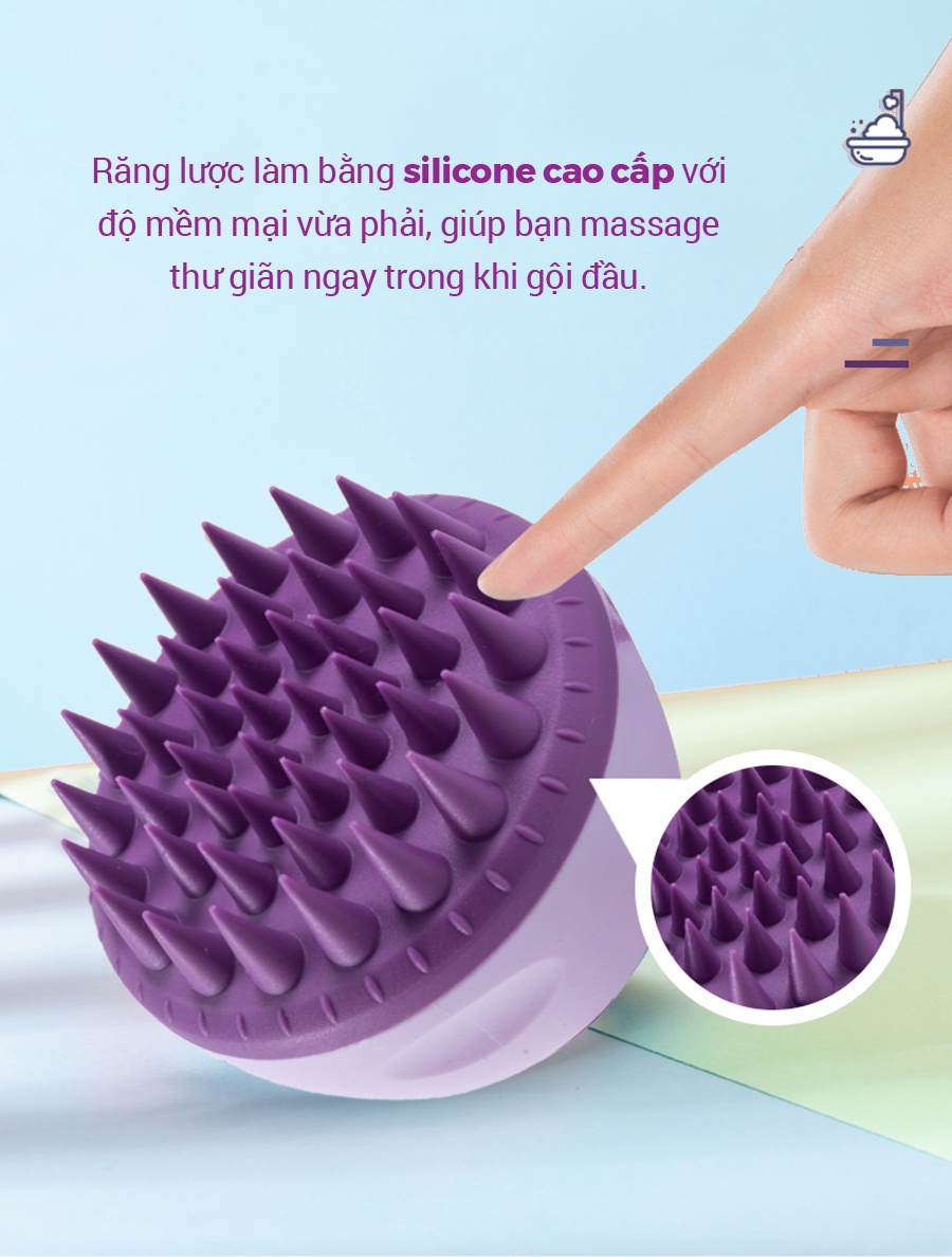 Mô tả Lược Gội Đầu Massage Life360 LE-LGD22 Giảm Gàu, Giảm Rụng Tóc Hiệu Quả - Màu Tím - Hàng Chính Hãng - 5