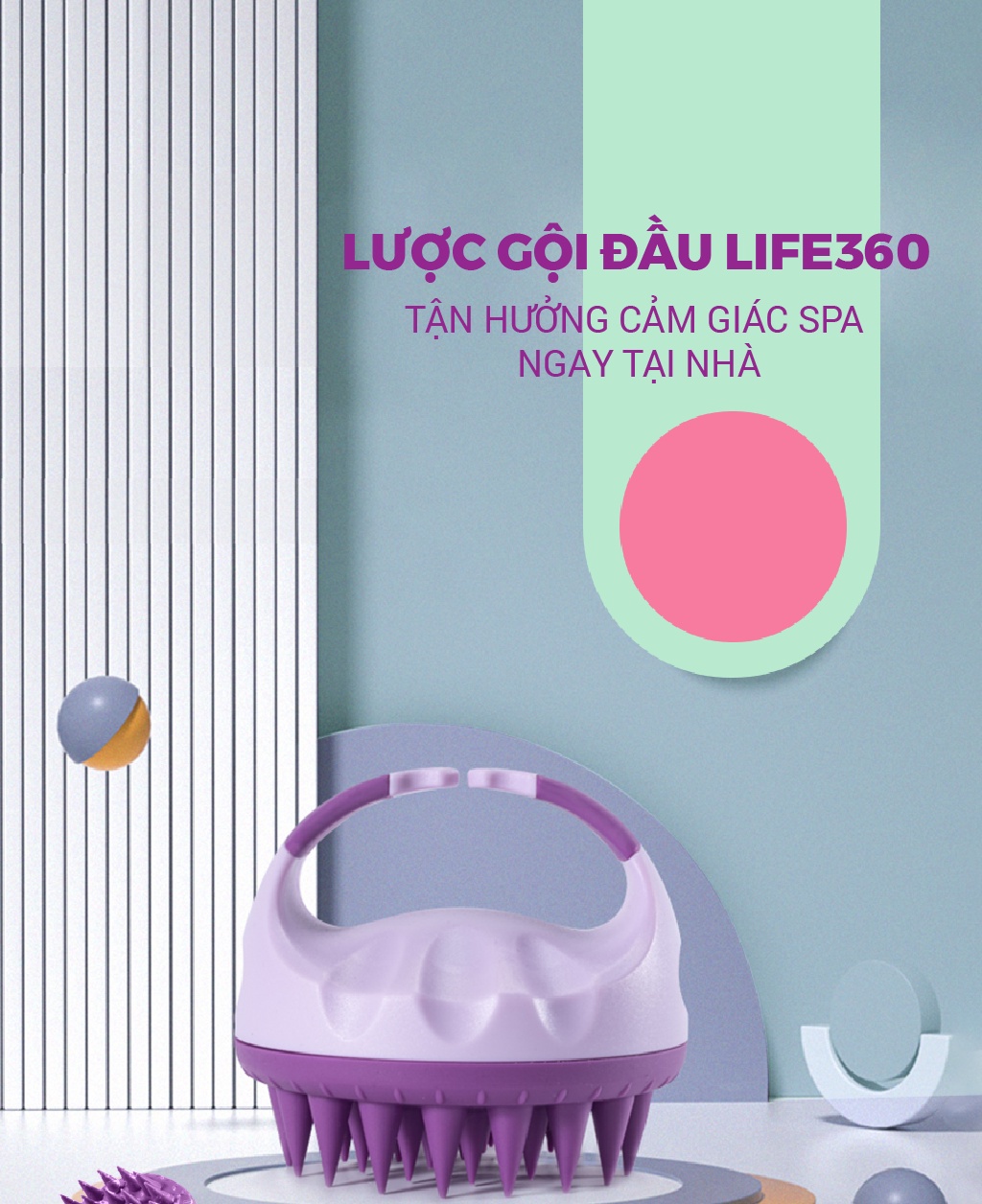 Mô tả Lược Gội Đầu Life360 LE-LGD22 - Lược Massage Đầu Gai Silicon, Giảm Ngứa, Giảm Gãy Rụng Tóc, Chính Hãng - 1