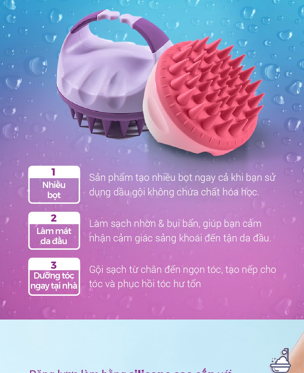 Mô tả Lược Gội Đầu Life360 LE-LGD22 - Lược Massage Đầu Gai Silicon, Giảm Ngứa, Giảm Gãy Rụng Tóc, Chính Hãng - 4