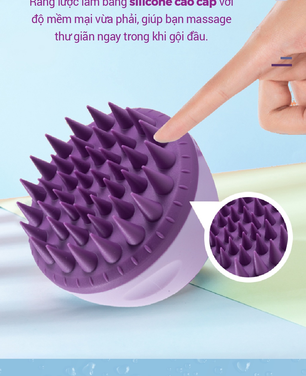 Mô tả Lược Gội Đầu Life360 LE-LGD22 - Lược Massage Đầu Gai Silicon, Giảm Ngứa, Giảm Gãy Rụng Tóc, Chính Hãng - 5