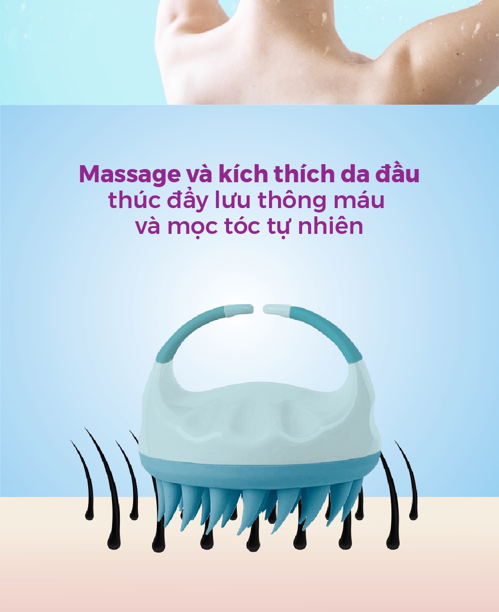 Mô tả Lược Gội Đầu Life360 LE-LGD22 - Lược Massage Đầu Gai Silicon, Giảm Ngứa, Giảm Gãy Rụng Tóc, Chính Hãng - 7