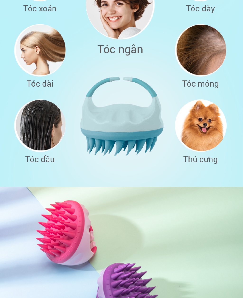 Mô tả Lược Gội Đầu Life360 LE-LGD22 - Lược Massage Đầu Gai Silicon, Giảm Ngứa, Giảm Gãy Rụng Tóc, Chính Hãng - 10