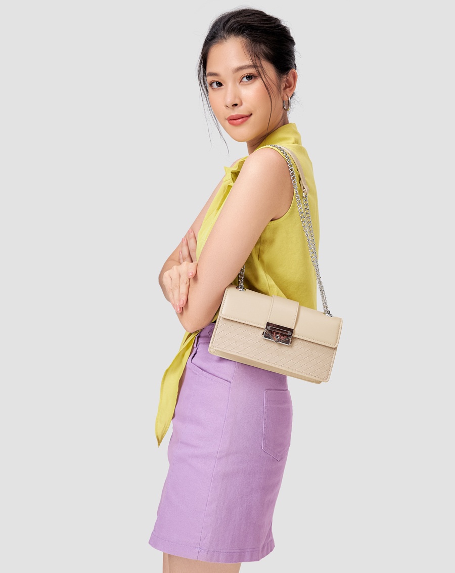 Mô tả Túi Xách Nữ Thời Trang JUNO Cỡ Nhỏ Phối Hiệu Ứng Giả Đan Lát TXN472 - 4