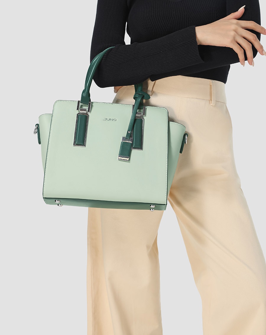 Mô tả Túi Xách Trung Nữ Thời Trang JUNO Tote Charm Trang Trí Phối 2 Màu TXT220 - 6