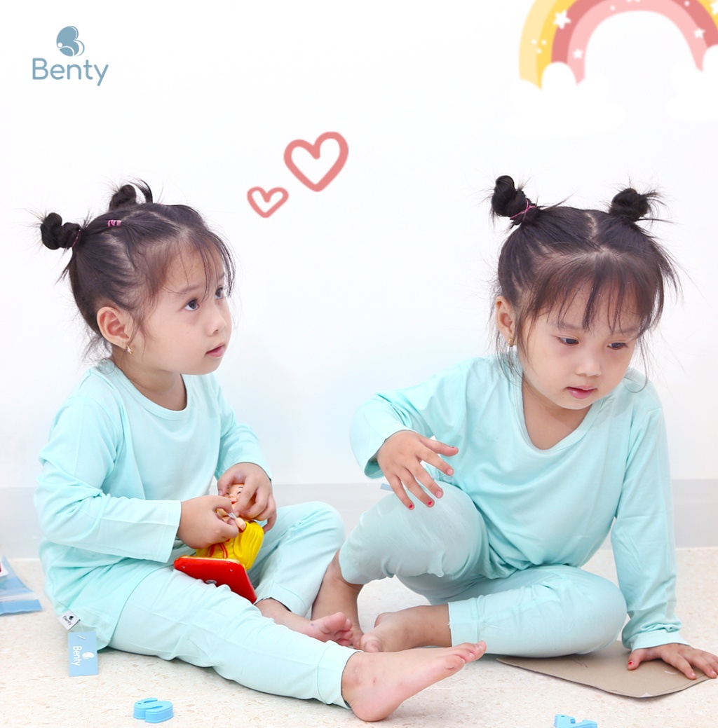 Mô tả Bộ dài tay cài vai trơn basic BENTY cotton co giãn 4 chiều, quần áo trẻ em cao cấp mềm, mịn - 1