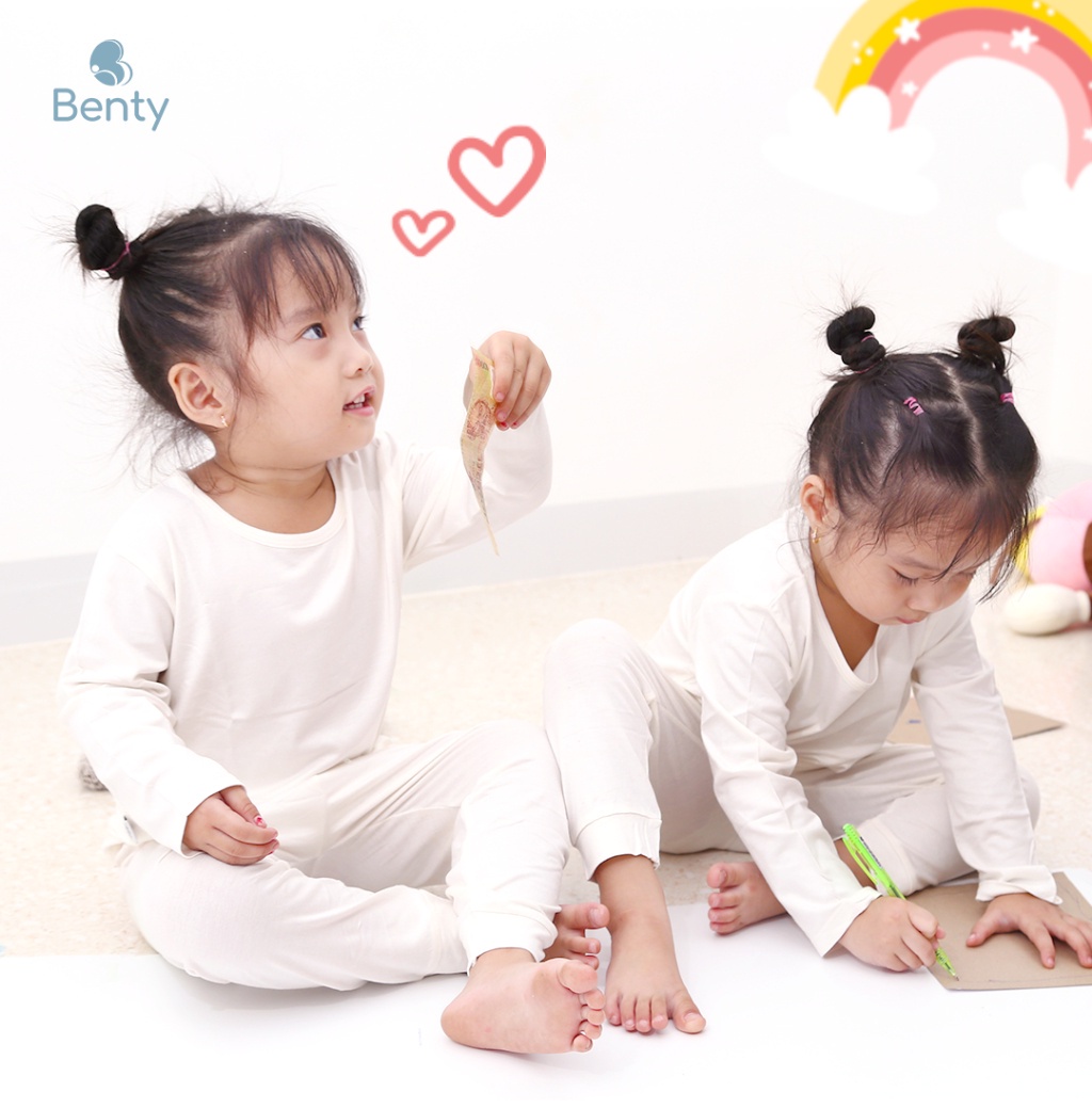 Mô tả Bộ dài tay cài vai trơn basic BENTY cotton co giãn 4 chiều, quần áo trẻ em cao cấp mềm, mịn - 2
