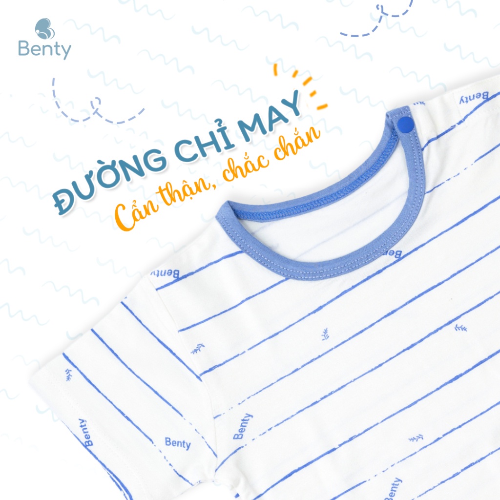 Mô tả Bộ cộc tay cài vai sọc BENTY cotton co giãn an toàn da bé , quần áo trẻ em mềm mịn thấm hút mồ hôi - 2