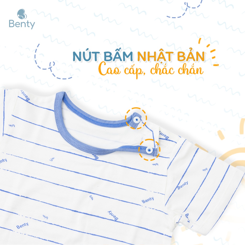 Mô tả Bộ cộc tay cài vai sọc BENTY cotton co giãn an toàn da bé , quần áo trẻ em mềm mịn thấm hút mồ hôi - 4