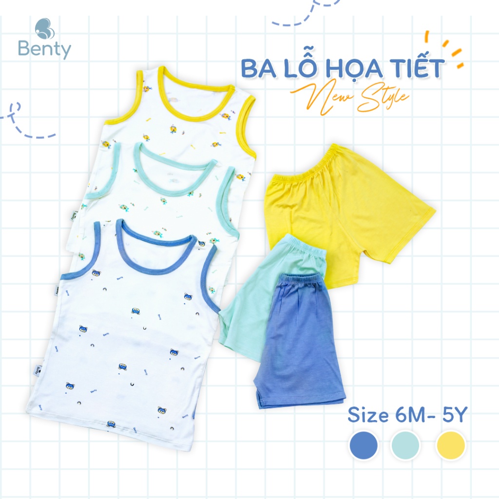 Mô tả Bộ ba lỗ quần áo trẻ em họa tiết BENTY cotton mềm mịn mát, đồ bộ trẻ em cao cấp, thoáng khí - 2