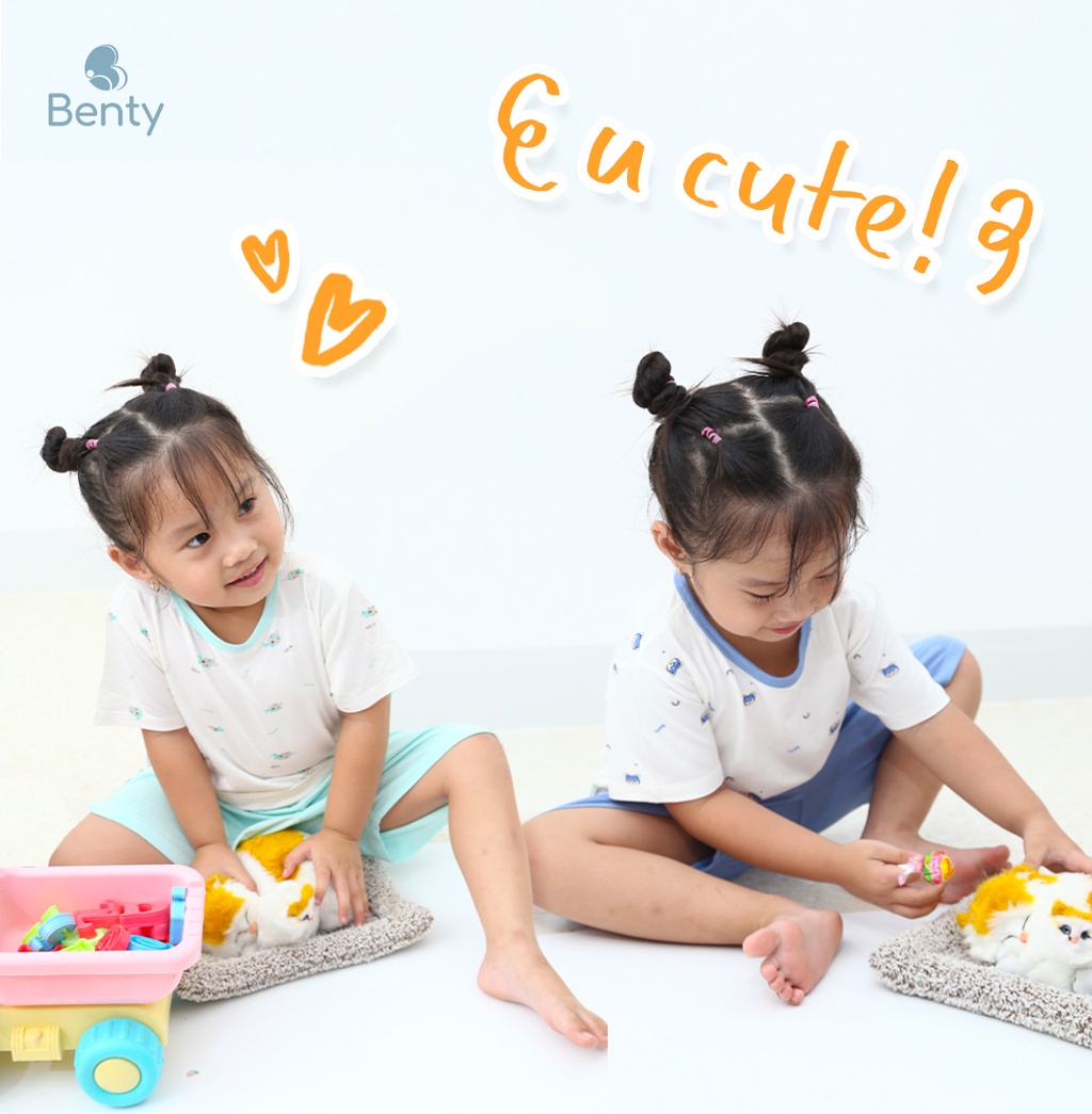 Mô tả Bộ cộc tay cài vai họa tiết dễ thương BENTY cotton bé trai, bé gái, quần áo trẻ em mềm,mịn - 2