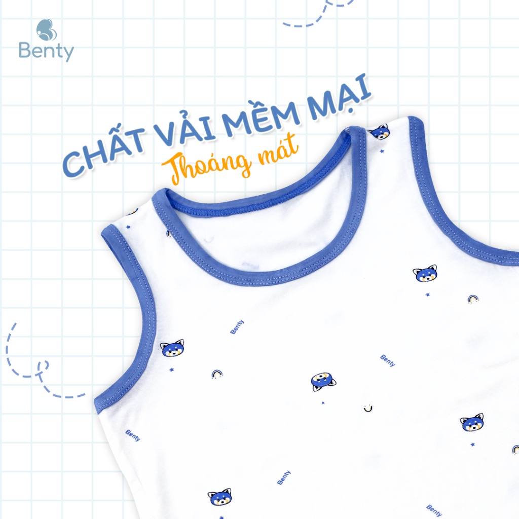 Mô tả Bộ ba lỗ quần áo trẻ em họa tiết BENTY cotton mềm mịn mát, đồ bộ trẻ em cao cấp, thoáng khí - 5