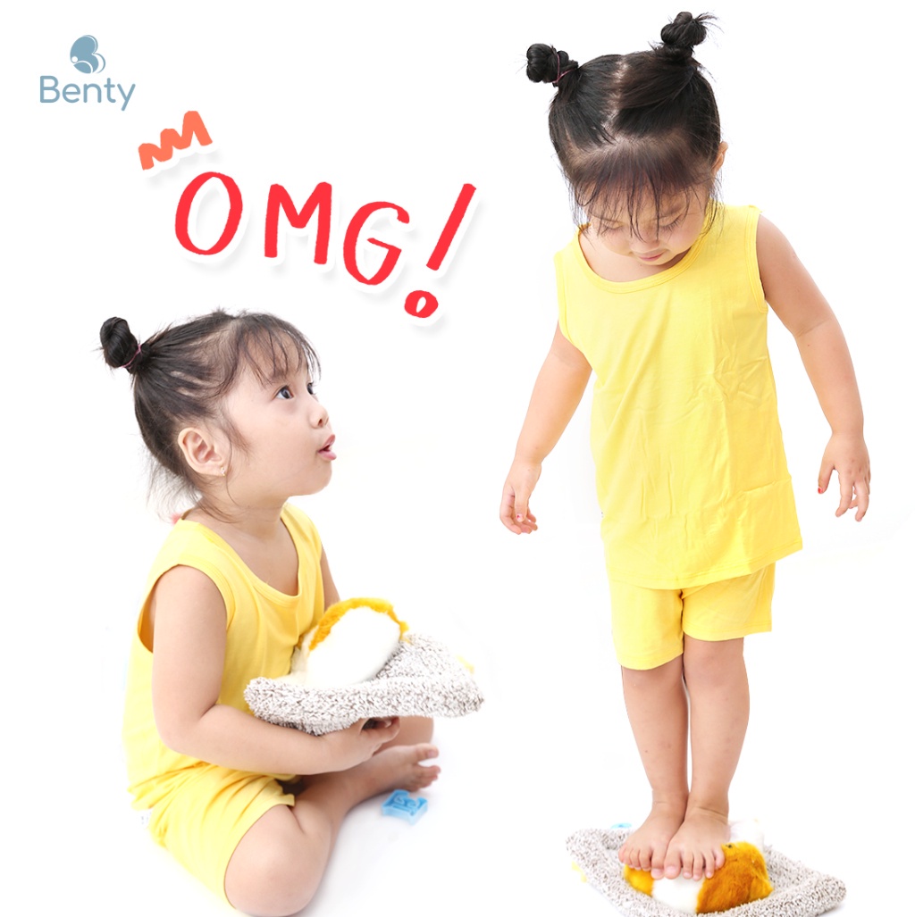 Mô tả Bộ ba lỗ màu trơn basic BENTY chất liệu mềm mịn thấm hút mồ hôi, quần áo cho bé trai và bé gái - 1