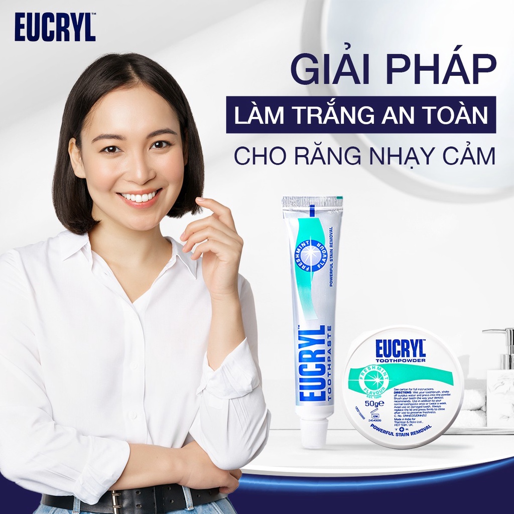 Mô tả Combo 2 Kem đánh răng Eucryl 62gx2 + 2 Bột đánh răng răng Eucryl 50gx hỗ trợ làm trắng răng - 1