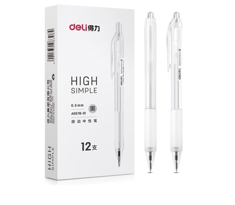 Mô tả Bút gel bấm deli mực đen ngòi 0,5mm luyện viết chữ trung-nhật-Hàn - 3