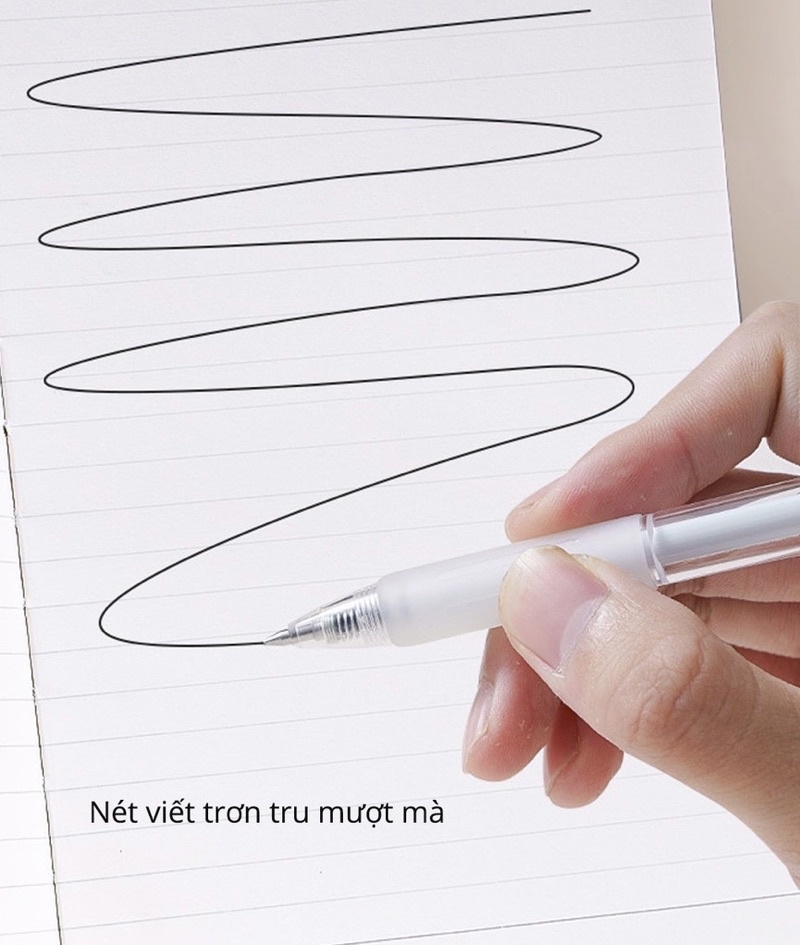 Mô tả Bút gel bấm deli mực đen ngòi 0,5mm luyện viết chữ trung-nhật-Hàn - 2