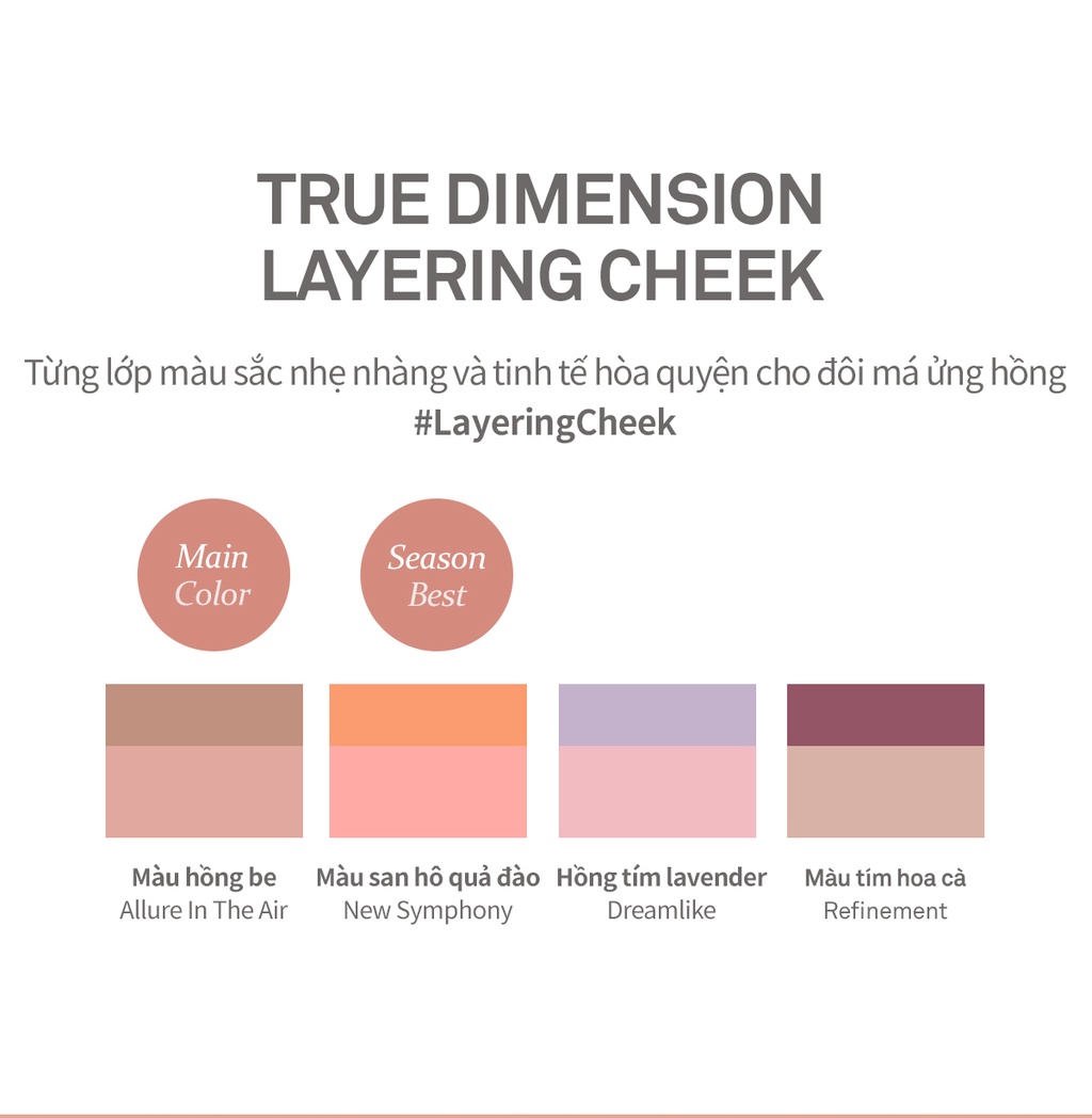 Mô tả Má Hồng Dạng Phấn Và Kem 2 Ô hince True Dimension Layering Cheek - 2