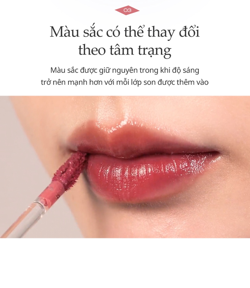 Mô tả Son Tint Bóng hince Mood Enhancer Water Liquid Glow 4ml - 3
