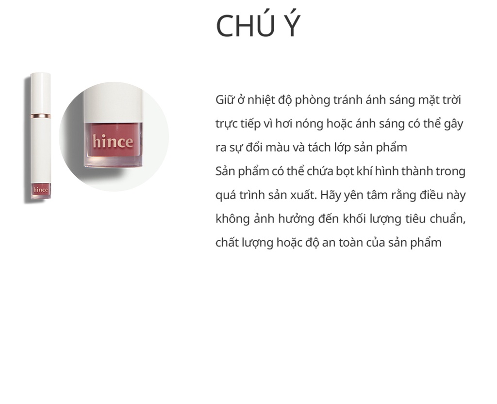 Mô tả Son Tint Bóng hince Mood Enhancer Water Liquid Glow 4ml - 12
